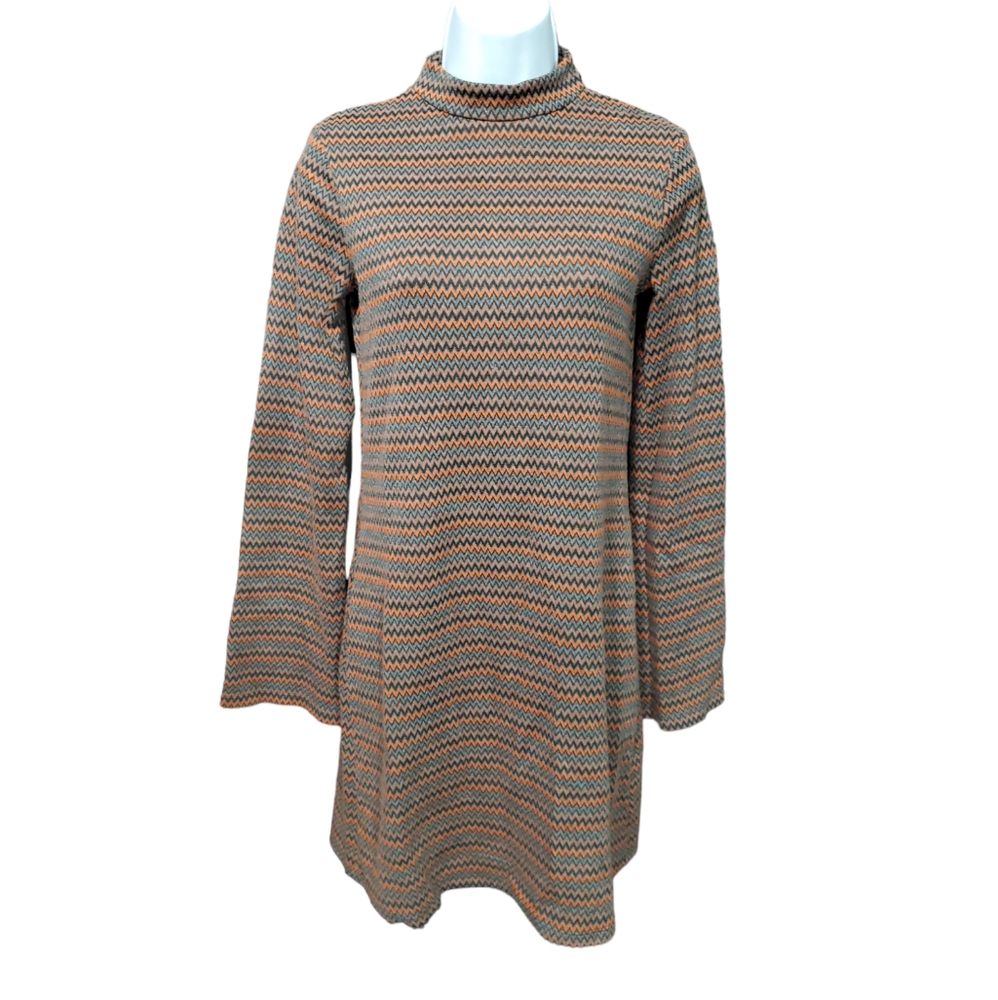 Zara Knit Striped Orange And Brown Dress